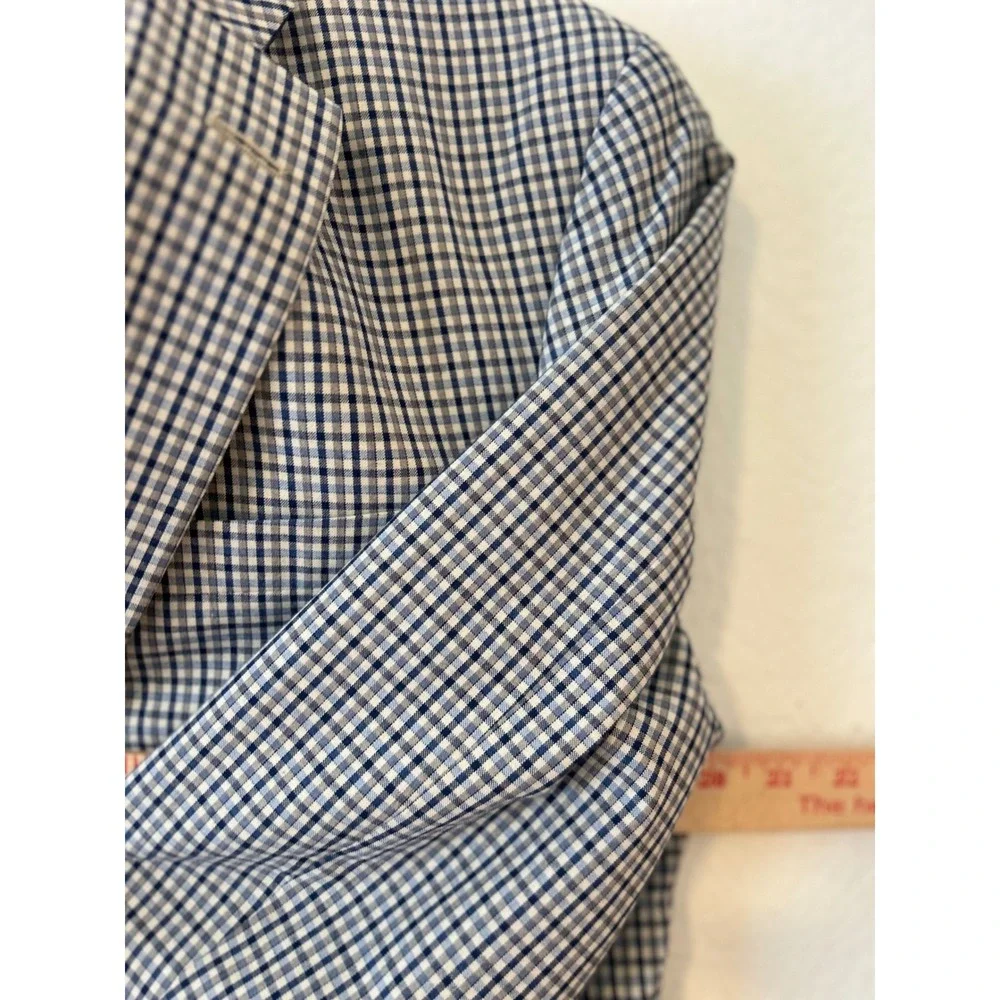 Preppy Tommy Hilfiger Americana‎ Gingham Blazer Navy White Sport Coat S36